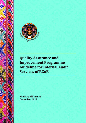 Quality Assurance And Improvement Programme Guideline For .