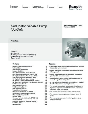Axial Piston Variable Pump Replaces: 03.09 AA10VG