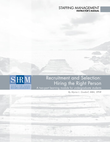 Recruitment And Selection: Hiring The Right Person