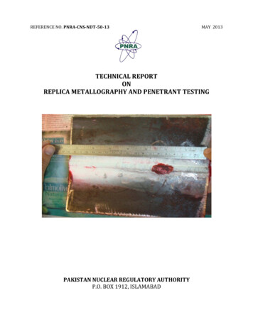 TECHNICAL REPORT ON REPLICA METALLOGRAPHY AND 
