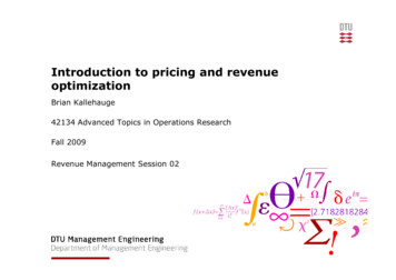 Introduction To Pricing And Revenue Optimization