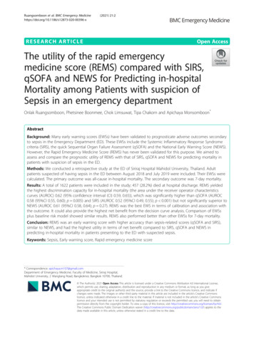 The Utility Of The Rapid Emergency Medicine Score (REMS .