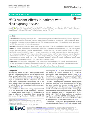 NRG1 Variant Effects In Patients With Hirschsprung Disease