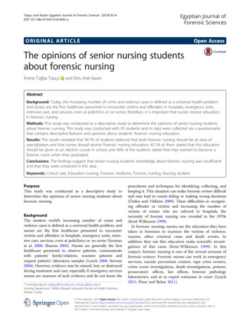 The Opinions Of Senior Nursing Students About Forensic Nursing