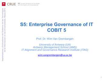 S5: Enterprise Governance Of IT COBIT 5 - CRUE