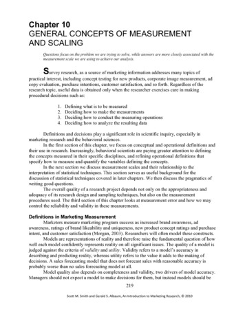 Chapter 10 GENERAL CONCEPTS OF MEASUREMENT AND SCALING