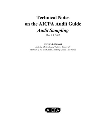 Technical Notes On The AICPA Audit Guide Audit Sampling .