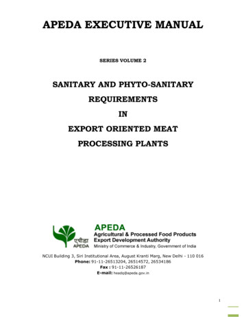 Sanitation Standard Operating Procedure - APEDA