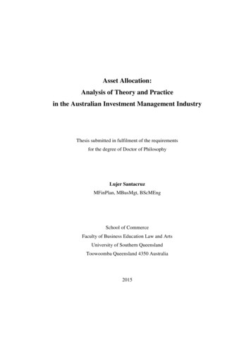 Asset Allocation: Analysis Of Theory And Practice In The .