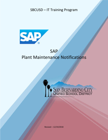 SAP Plant Maintenance Notifications - Sbcusd 