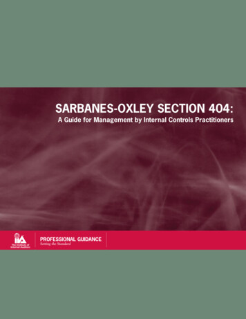 SARBANES-OXLEY SECTION 404