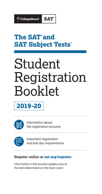 SAT And SAT Subject Tests Student Registration Booklet