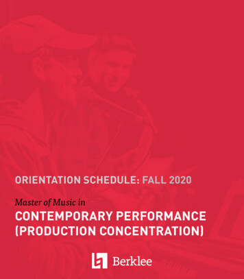 Master Of Music In CONTEMPORARY PERFORMANCE 