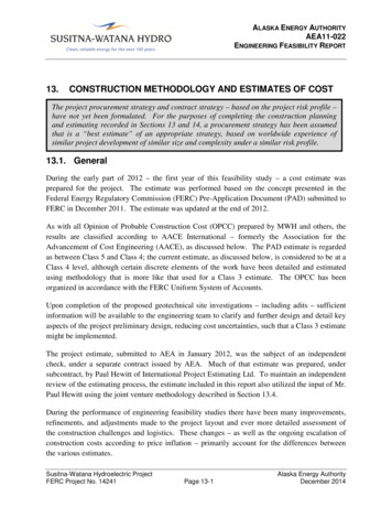 13. CONSTRUCTION METHODOLOGY AND ESTIMATES OF COST