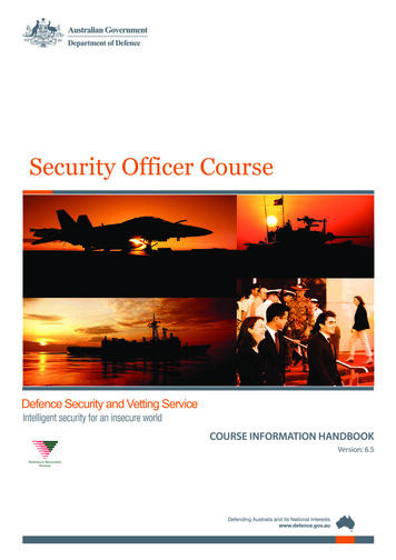 Security Officer Course - Defence