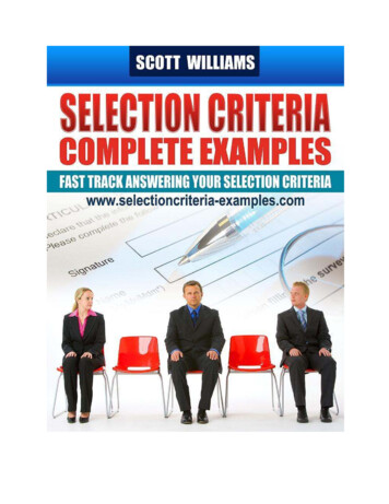 Selection Criteria Complete Examples