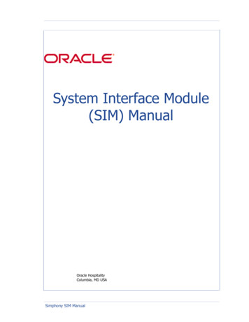 System Interface Module (SIM) Manual