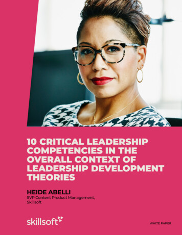 10 CRITICAL LEADERSHIP COMPETENCIES IN THE OVERALL 