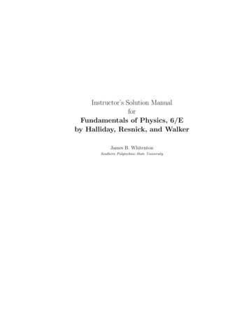 Instructor’s Solution Manual For Fundamentals Of Physics .