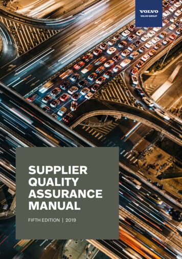 SUPPLIER QUALITY ASSURANCE MANUAL - Volvo Group