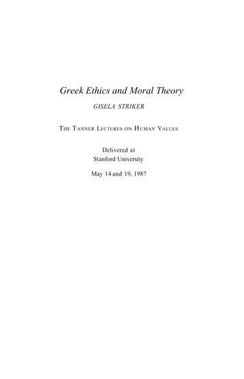 Greek Ethics And Moral Theory - University Of Utah