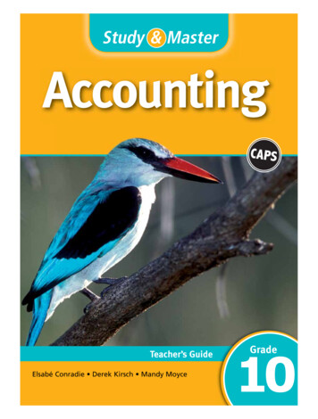 Study & Master Accounting Grade 10 Teacher's Guide