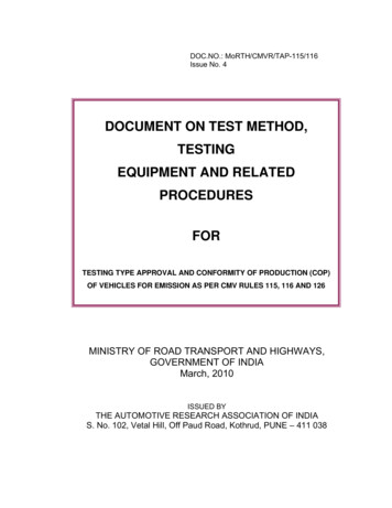 DOCUMENT ON TEST METHOD, TESTING EQUIPMENT AND 