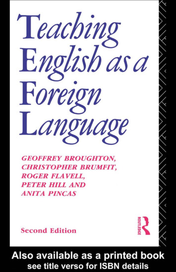 Teaching English As A Foreign Language, Second Edition