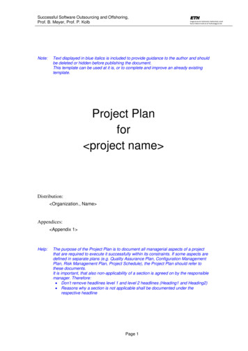 Project Plan For Project Name - ETH Z