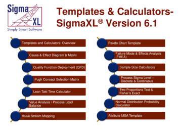 Templates & Calculators- SigmaXL Version 6