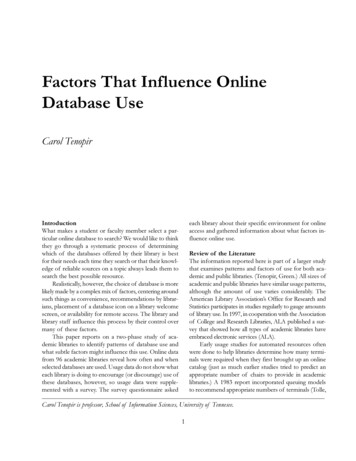 Factors That Influence Online Database Use