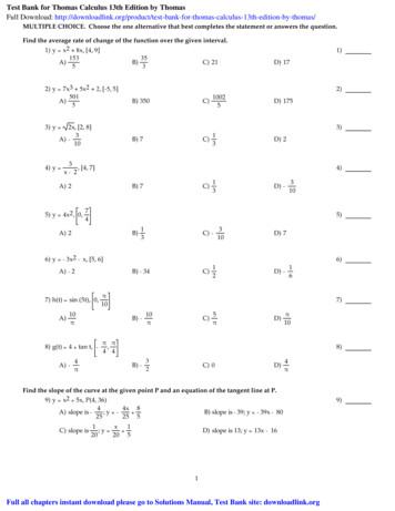 Test Bank For Thomas Calculus 13th Edition By Thomas