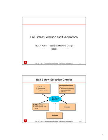 Ball Screw Selection And Calculations - University Of Utah