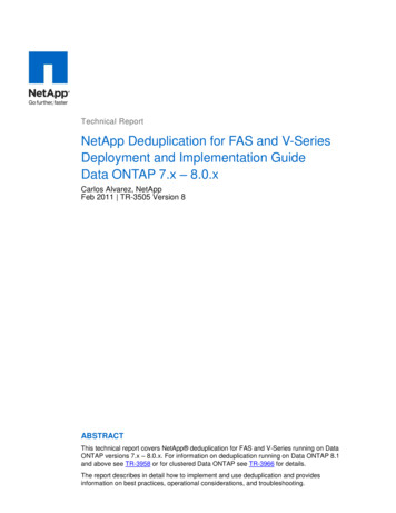 TR3505, Rev 8, NetApp Deduplication For FAS And V-Series .