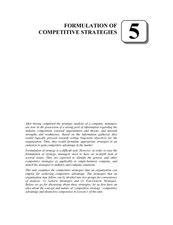 COMPETITIVE STRATEGIES FORMULATION OF 5