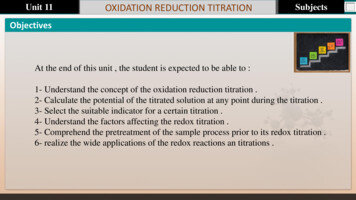 Unit 11 Subjects OXIDATION REDUCTION TITRATION