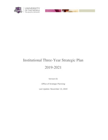 Institutional Three-Year Strategic Plan 2019-2021