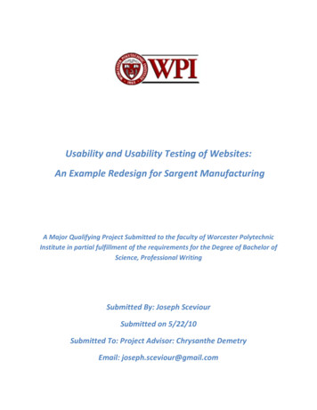 Usability And Usability Testing Of Websites: An Example .