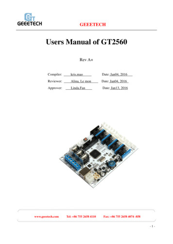 Users Manual Of GT2560 - Geeetech