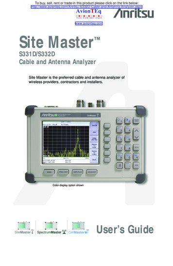 Site Master S331D/S332D Cable And Antenna Analyzer User Guide