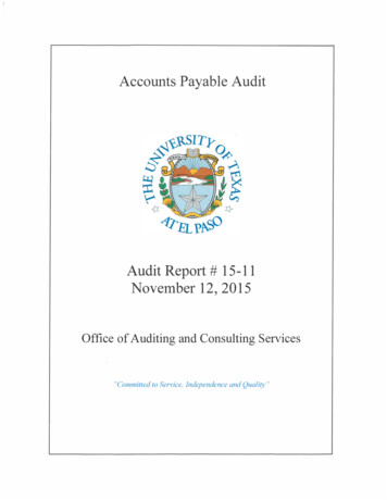 Accounts Payable Audit - UT System