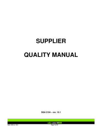SUPPLIER QUALITY MANUAL - Customerspecifics 