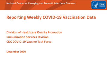 Reporting Weekly COVID -19 Vaccination Data