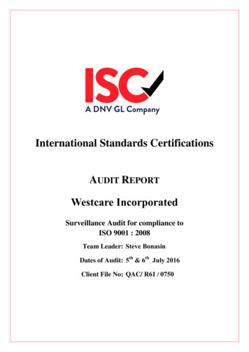 International Standards Certifications AUDIT REPORT