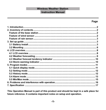 Wireless Weather Station Instruction Manual Page