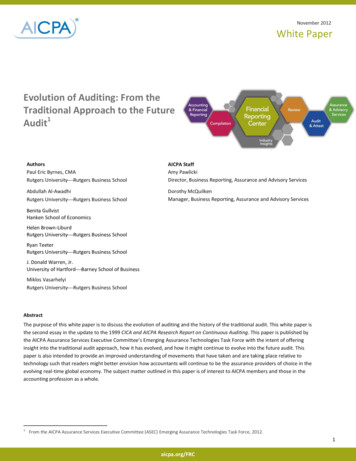 Evolution Of Auditing: From The Traditional Approach To .
