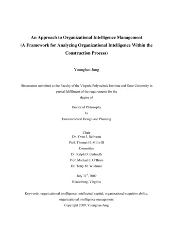 An Approach To Organizational Intelligence Management (A .