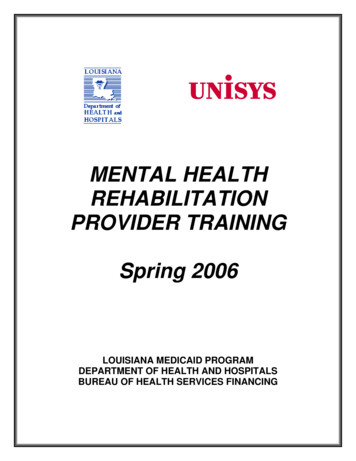 0158 2006 Mental Health Rehabilitation Provider Training