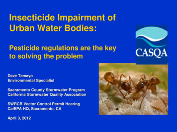 Insecticide Impairment Of Urban Water Bodies