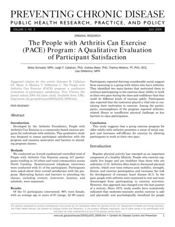 ORIGINAL RESEARCH The People With Arthritis Can Exercise (PACE) Program .